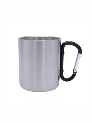 Šalica sa tiskom metalna crni karabiner